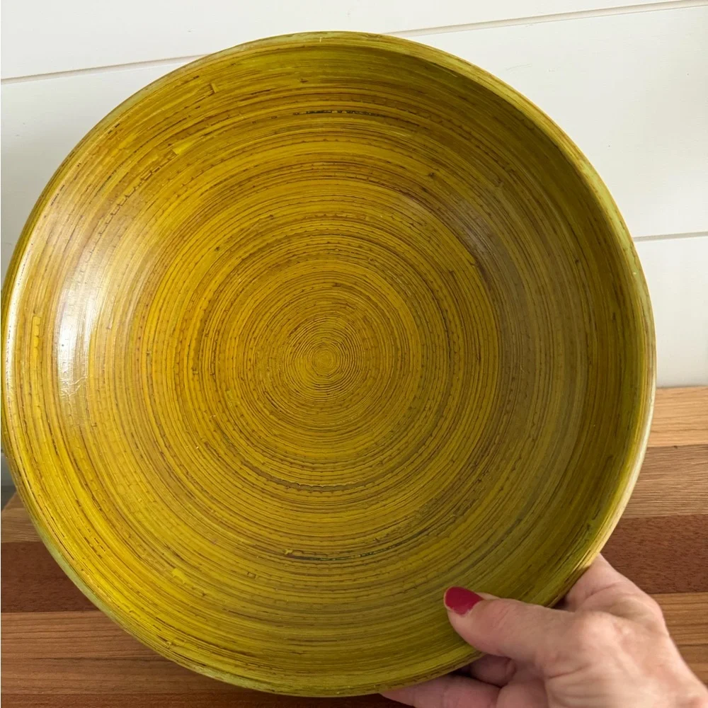 Pottery Barn Bamboo Serving Bowl 10.5 inch Green. PRICE DROP FIRM